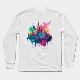 abstract new york skyline Long Sleeve T-Shirt